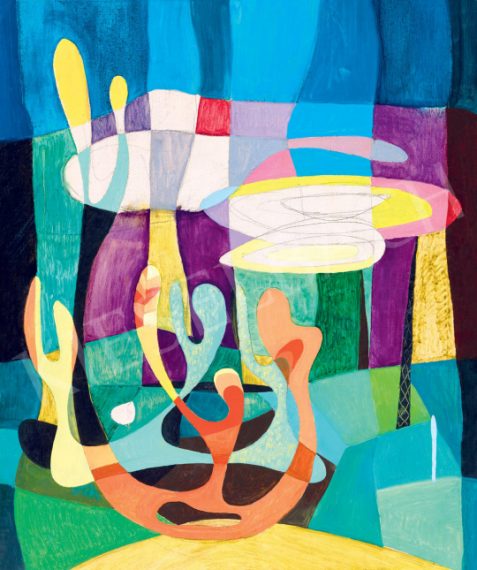 Bojár Iván: Víz alatti világ, 55,5 x 45,5 cm, olaj, farost, jelzés nélkül © Bojár Iván András Fotó: Darabos György A Kieselbach Galéria jóvoltából